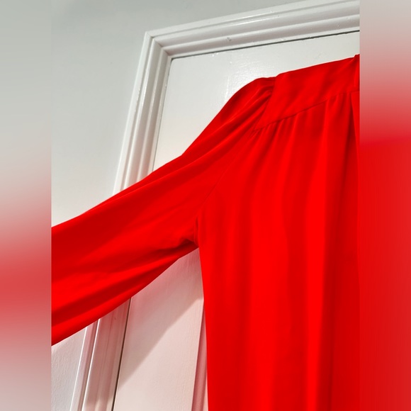 Parker red orange long sleeve SILK dress - Picture 9 of 12
